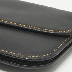 Pre Owned Coach Black Leather Wristlet Clutch