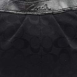 Pre Owned حقيبة هوبو كوتش قماشي بتصميم مميز وجلد براءات اختراع أسود