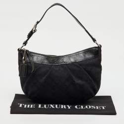 Pre Owned حقيبة هوبو كوتش قماشي بتصميم مميز وجلد براءات اختراع أسود