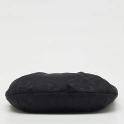 Pre Owned حقيبة هوبو كوتش قماشي بتصميم مميز وجلد براءات اختراع أسود