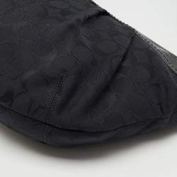 Pre Owned حقيبة هوبو كوتش قماشي بتصميم مميز وجلد براءات اختراع أسود