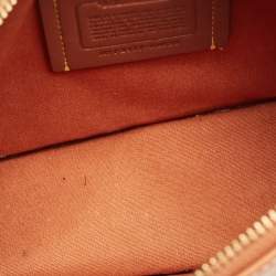 Pre Owned حقيبة كتف كوتش سوينجر 23 كانفاس جاكار بشعار ماركة بني