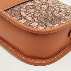 Pre Owned حقيبة كتف كوتش سوينجر 23 كانفاس جاكار بشعار ماركة بني