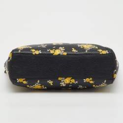 Pre Owned حقيبة ساتشل كوتش برايري جلد بطبعة زهور سوداء