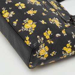 Pre Owned حقيبة ساتشل كوتش برايري جلد بطبعة زهور سوداء