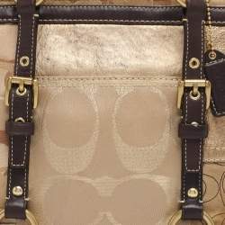 مملوكة مسبقًا حقيبة يد كوتش باتشورك جلد وسويدي وكانفاس شعار ذهبي