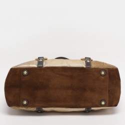 مملوكة مسبقًا حقيبة يد كوتش باتشورك جلد وسويدي وكانفاس شعار ذهبي