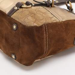 مملوكة مسبقًا حقيبة يد كوتش باتشورك جلد وسويدي وكانفاس شعار ذهبي