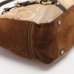 مملوكة مسبقًا حقيبة يد كوتش باتشورك جلد وسويدي وكانفاس شعار ذهبي