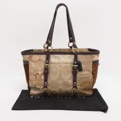 مملوكة مسبقًا حقيبة يد كوتش باتشورك جلد وسويدي وكانفاس شعار ذهبي