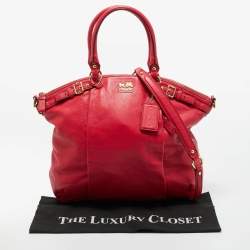 Pre Owned Coach Red Leather Madison Lindsey Satchel
