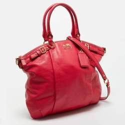 Pre Owned Coach Red Leather Madison Lindsey Satchel