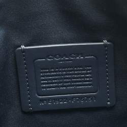 Pre Owned حقيبة يد كبيرة كوتش قماش مغلف بنقشة شعار بيج/أزرق قوس قزح دائري مع حمالة معصم