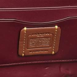 Pre Owned Coach Brown/Beige Signature Coated Canvas and Leather Marlow Clutch Bag