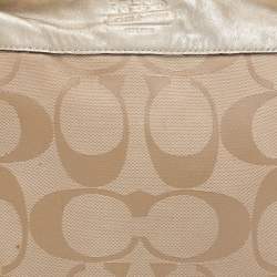 Pre Owned Coach Beige/Gold Canvas and Leather Zoe Hobo
