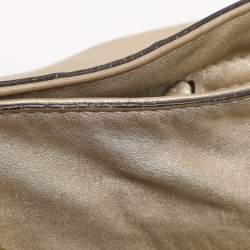 Pre Owned Coach Beige/Gold Canvas and Leather Zoe Hobo