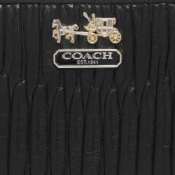 Pre Owned Coach Black Leather and Leather Zip Around