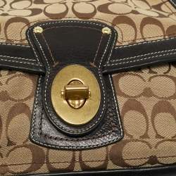 Pre Owned Coach Beige/Brown Canvas and Leather Legacy Shoulder Bag