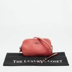 Pre Owned Coach Coral Orange Leather Sadie Double Zip Crossbody Bag