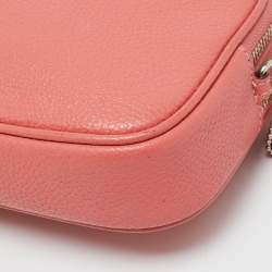 Pre Owned Coach Coral Orange Leather Sadie Double Zip Crossbody Bag