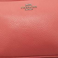 Pre Owned Coach Coral Orange Leather Sadie Double Zip Crossbody Bag
