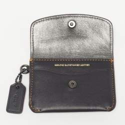 Pre Owned Coach Black Leather Edgestain Card Case Pouch