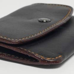 Pre Owned Coach Black Leather Edgestain Card Case Pouch