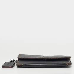 Pre Owned Coach Black Leather Edgestain Card Case Pouch