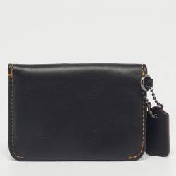 Pre Owned Coach Black Leather Edgestain Card Case Pouch