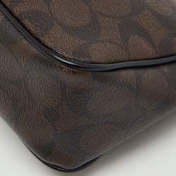 Pre Owned Coach Dark Brown/Black Signature Coated Canvas and Leather Nolita Shoulder Bag