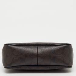 Pre Owned Coach Dark Brown/Black Signature Coated Canvas and Leather Nolita Shoulder Bag
