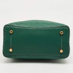 Pre Owned Coach Green Signature Embossed Leather Willow Bucket Bag