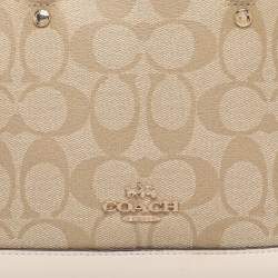 Pre Owned Coach Beige/Cream Signature Coated Canvas and Leather Mini Sierra Satchel