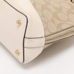 Pre Owned Coach Beige/Cream Signature Coated Canvas and Leather Mini Sierra Satchel