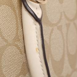 Pre Owned Coach Beige/Cream Signature Coated Canvas and Leather Mini Sierra Satchel