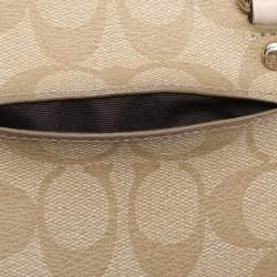 Pre Owned Coach Beige/Cream Signature Coated Canvas and Leather Mini Sierra Satchel