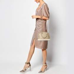 Pre Owned Coach Beige/Cream Signature Coated Canvas and Leather Mini Sierra Satchel