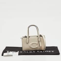 Pre Owned Coach White Leather Mini Nina Tote