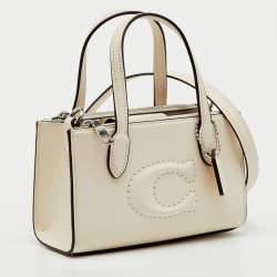 Pre Owned Coach White Leather Mini Nina Tote