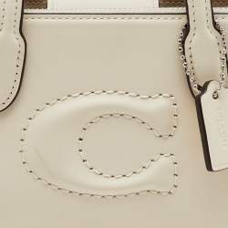 Pre Owned Coach White Leather Mini Nina Tote