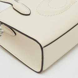 Pre Owned Coach White Leather Mini Nina Tote