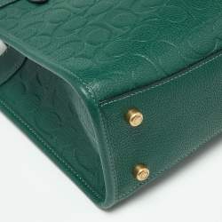 Pre Owned Coach Green Signature Embossed Leather Field Tote