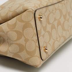 Pre Owned Coach Beige Signature Coated Canvas and Leather Sage Carryall Satchel