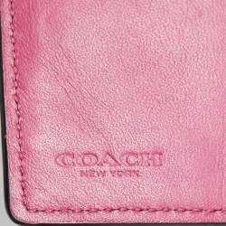 Pre Owned Coach Pink Leather Bifold Card Holder