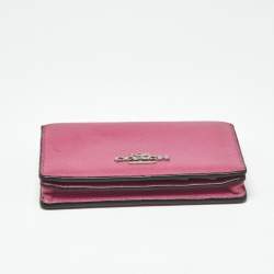 Pre Owned Coach Pink Leather Bifold Card Holder