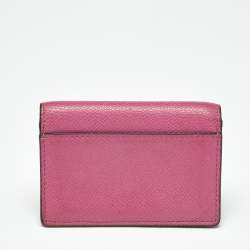 Pre Owned Coach Pink Leather Bifold Card Holder