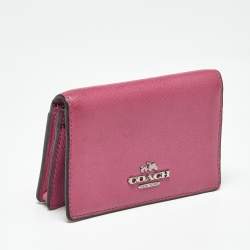 Pre Owned Coach Pink Leather Bifold Card Holder