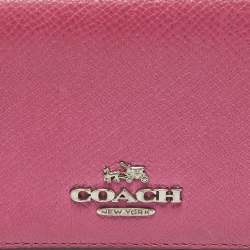 Pre Owned Coach Pink Leather Bifold Card Holder
