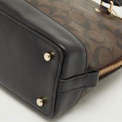 Pre Owned Coach Black/Brown Signature Coated Canvas and Leather Sierra Satchel