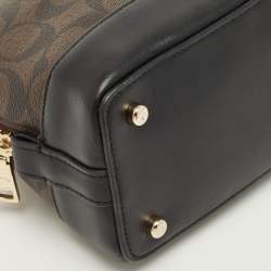 Pre Owned Coach Black/Brown Signature Coated Canvas and Leather Sierra Satchel